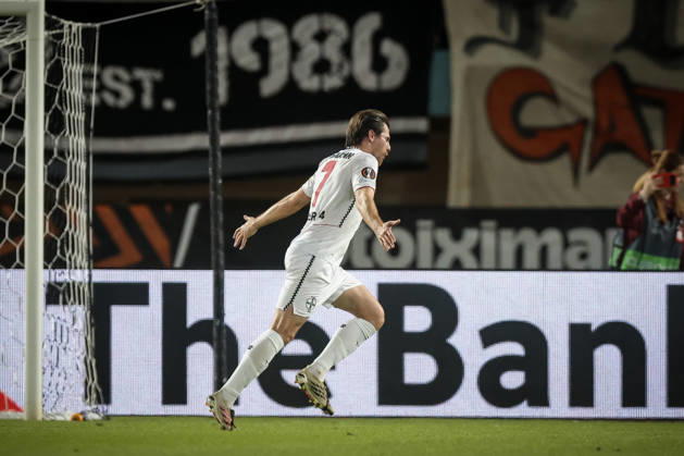 UEFA Europa League - OFI Crete vs Leverkusen - Jonas Hofmann of Leverkusen celebrate after scoring during the UEFA Europa League phase Matchday 3 soccer match between OFI Crete vs Leverkusen in Pankritio, Heraklion, Greece, on 22 October 2026. IMAGO ONE INCH PRODUCTIONS Heraklion Greece Copyright: xONExINCHxPRODUCTIONSx 7133171