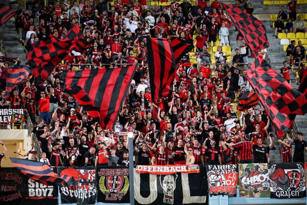 UEFA Europa League - OFI Crete vs Leverkusen - Fans of Leverkusen react during the UEFA Europa League phase Matchday 3 soccer match between OFI Crete vs Leverkusen in Pankritio, Heraklion, Greece, on 22 October 2026. IMAGO ONE INCH PRODUCTIONS Heraklion Greece Copyright: xONExINCHxPRODUCTIONSx 7133489