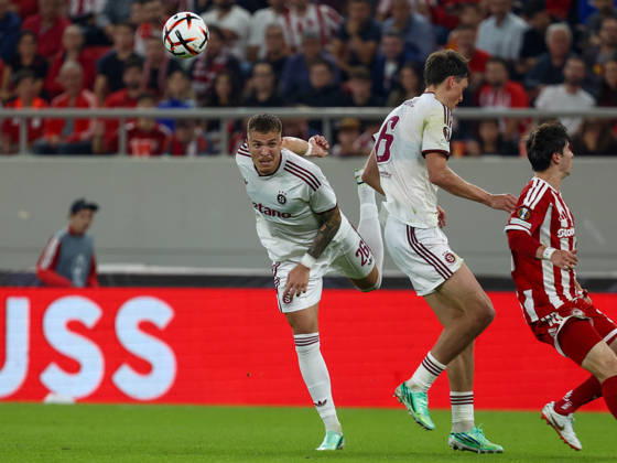 Olympiacos F.C. v AC Sparta Prague UEFA Europa League Patrik Vydra of AC Sparta Prague heads the ball during the UEFA Europa League match at Karaiskakis Stadium, Piraeus 22 10 2026 UK Newspapers OUT Copyright: xYannisxHalasx FIL-24108-0090