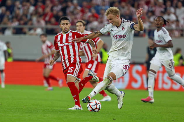 Olympiacos F.C. v AC Sparta Prague UEFA Europa League Gustavo Puerta of Olympiacos F.C. and Jaroslav Zelený of AC Sparta Prague during the UEFA Europa League match at Karaiskakis Stadium, Piraeus 22 10 2026 UK Newspapers OUT Copyright: xYannisxHalasx FIL-24108-0092