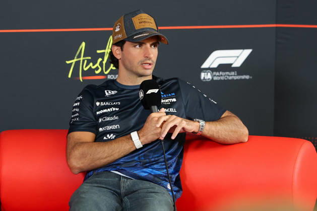 AUSTIN, TX - OCTOBER 22: Carlos Sainz (55) of Spain and Atlassian Williams F1 Team in an interview on arrival day of the Formula 1 MSC Cruises United States Grand Prix on October 22, 2026, at Circuit of The Americas in Austin, Texas.(Photo by David Buono Icon Sportswire) AUTO: OCT 22 F1 United States Grand Prix EDITORIAL USE ONLY Icon2610220071