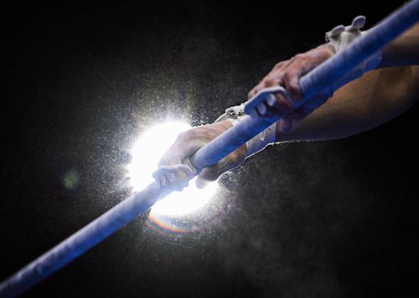 Netherlands Artistic Gymnastics World Championships 9271028 22.10.2026 An athlete competes on the horizontal bar during the men s all-around final at the 2026 World Artistic Gymnastics Championships in Rotterdam, the Netherlands. Alexey Filippov Sputnik Rotterdam Netherlands  Copyright: xAlexeyxFilippovx