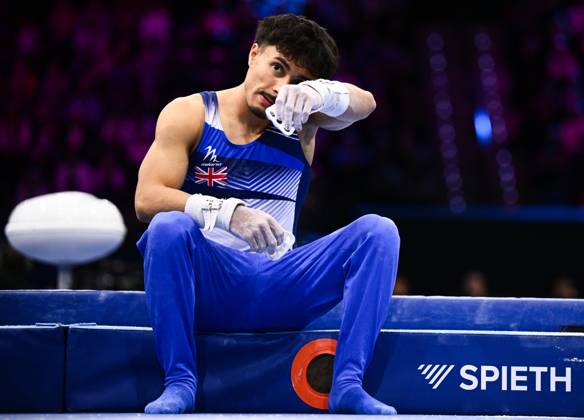 Netherlands Artistic Gymnastics World Championships 9271029 22.10.2026 Britain s Jake Jarman is seen after competing on the horizontal bar during the men s all-around final at the 2026 World Artistic Gymnastics Championships in Rotterdam, the Netherlands. Alexey Filippov Sputnik Rotterdam Netherlands  Copyright: xAlexeyxFilippovx