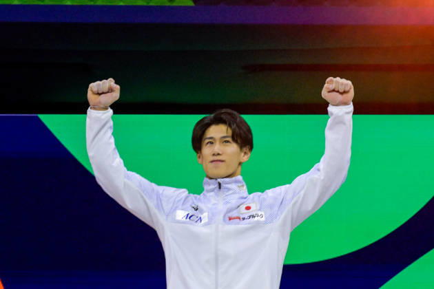 Daiki Hashimoto from Japan celebrate winning the gold medal in the Men s All-round finals at the 54th Artistic Gymnastics World Championships, on 22 October 2026 at Rotterdam Ahoy, Rotterdam, the Netherlands. Noxthirdxpartyxsales,xHOLLANDxOUT  aflo_358242739 RichardxHuisxinxtxVeldx