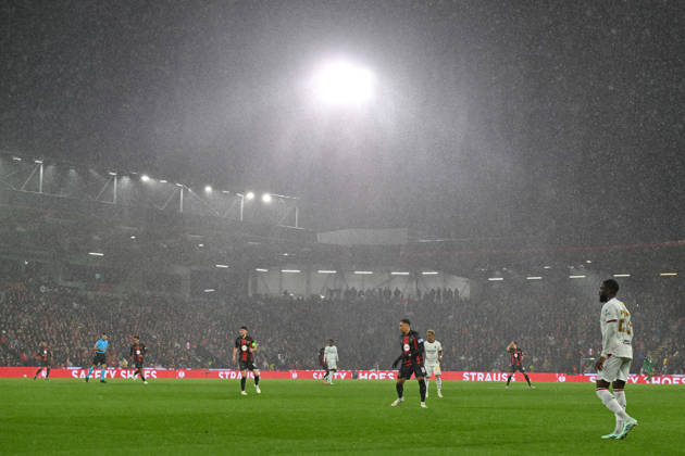 Bournemouth v AC Milan, Europa League Rain pours down as Storm Austen hits during the Europa League match between Bournemouth and AC Milan at the Vitality Stadium, Bournemouth, UK on 22 October 2026. Bournemouth Vitality Stadium Dorset UK Editorial use only , Copyright: xGrahamxHuntx PSI-25046-0218