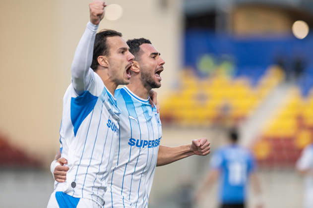 Inter Club Escaldes v Universitatae Craiova - UEFA Conference League Assad Al Hamlawi, player number 9 of Universitatea Craiova, celebrates after scoring for Universitatea Craiova during the UEFA Conference League match against Inter Club d Escaldes at New FAF Stadium in Encamp, Andorra, on October 22, 2026. Encamp Andorra Andorra  Copyright: xWalterxCunhax originalFilename:cunhacarvalho-notitle261022_np09N.jpg