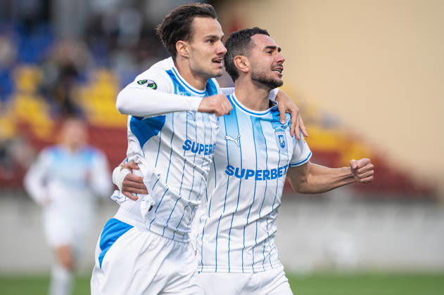 Inter Club Escaldes v Universitatae Craiova - UEFA Conference League Assad Al Hamlawi, player number 9 of Universitatea Craiova, celebrates after scoring for Universitatea Craiova during the UEFA Conference League match against Inter Club d Escaldes at New FAF Stadium in Encamp, Andorra, on October 22, 2026. Encamp Andorra Andorra  Copyright: xWalterxCunhax originalFilename:cunhacarvalho-notitle261022_nphHR.jpg