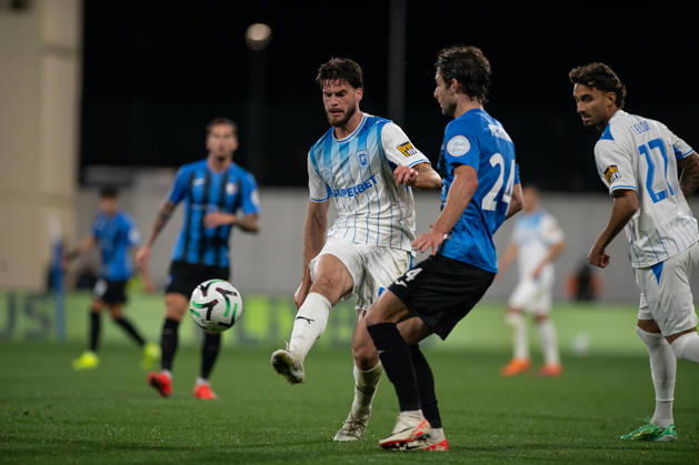 Inter Club Escaldes v Universitatae Craiova - UEFA Conference League Tudor Baluta, player number 8 of Universitatea Craiova, is in action during the UEFA Conference League match between Inter Club d Escaldes and Universitatea Craiova at New FAF Stadium in Encamp, Andorra, on October 22, 2026. Encamp Andorra Andorra  Copyright: xWalterxCunhax originalFilename:cunhacarvalho-notitle261022_npV0X.jpg