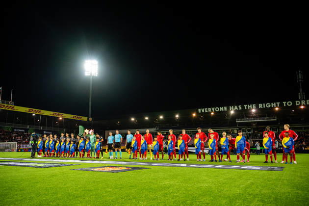 FC Nordsjaelland v CSKA Sofia, UEFA Conference League, Farum, Denmark Farum, Denmark. 22nd, October 2026. The players from the two teams line up for the UEFA Conference League match between FC Nordsjaelland and CSKA Sofia at Right to Dream Park in Farum. Danmark, Farum, Right to Dream Park  Copyright: xGonzalesxPhoto TobiasxJorgensenx