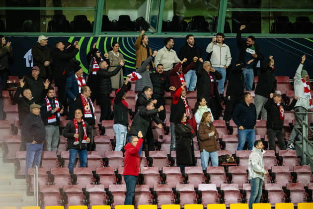FC Nordsjaelland v CSKA Sofia, UEFA Conference League, Farum, Denmark Farum, Denmark. 22nd, October 2026. Football fans of CSKA Sofia seen on the stands during the UEFA Conference League match between FC Nordsjaelland and CSKA Sofia at Right to Dream Park in Farum. Danmark, Farum, Right to Dream Park  Copyright: xGonzalesxPhoto TobiasxJorgensenx