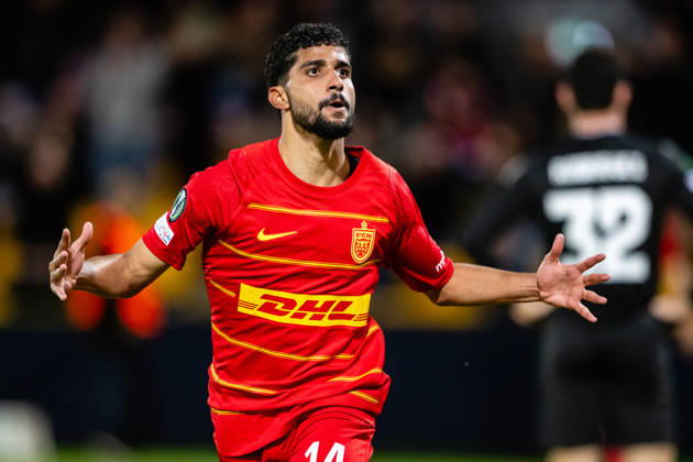 FC Nordsjaelland v CSKA Sofia, UEFA Conference League, Farum, Denmark Farum, Denmark. 22nd, October 2026. Ibrahim Adel (14) of FC Nordsjaelland equalises for 1-1 during the UEFA Conference League match between FC Nordsjaelland and CSKA Sofia at Right to Dream Park in Farum. Danmark, Farum, Right to Dream Park  Copyright: xGonzalesxPhoto TobiasxJorgensenx