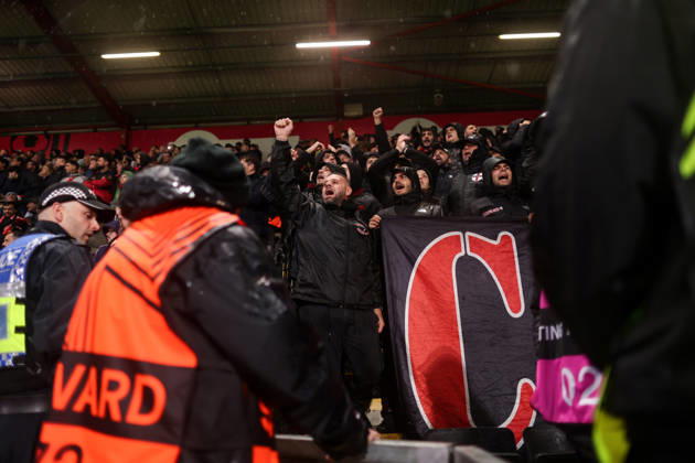 Bournemouth v AC Milan 22 October 2026, Bournemouth - UEFA Europa League - Bournemouth v AC Milan - The AC Milan ultras known as the Curva Sud - Photo: Jacques Feeney Offside. Bournemouth UK Copyright: xJacquesxFeeneyx xOffsidexOffside
