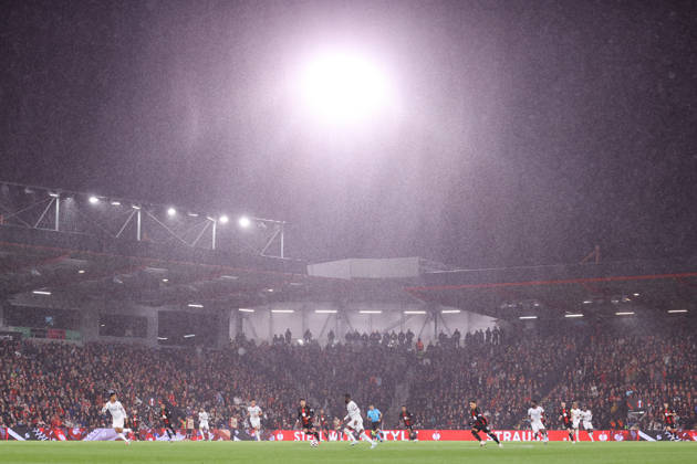 Bournemouth v AC Milan 22 October 2026, Bournemouth - UEFA Europa League - Bournemouth v AC Milan - A general view of play in the heavy rain in the Vitality Stadium - Photo: Jacques Feeney Offside. Bournemouth UK Copyright: xJacquesxFeeneyx xOffsidexOffside