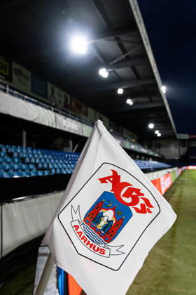 Aarhus GF v Egnatia, UEFA Conference League, Randers, Denmark Randers, Denmark. 22nd, October 2026. A corner flag with the logo of Aarhus GF seen at the UEFA Conference League match between Aarhus GF and Egnatia at Randers Stadion in Randers. Denmark, Randers, Cepheus Park Randers Copyright: xGonzalesxPhoto RasmusxJensenx