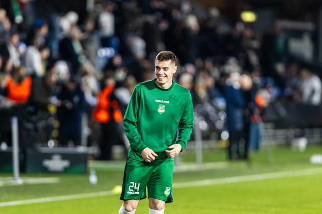 Aarhus GF v Egnatia, UEFA Conference League, Randers, Denmark Randers, Denmark. 22nd, October 2026. Numan Ajetovikj (24) of Egnatia seen warming up for the UEFA Conference League match between Aarhus GF and Egnatia at Randers Stadion in Randers. Denmark, Randers, Cepheus Park Randers Copyright: xGonzalesxPhoto RasmusxJensenx