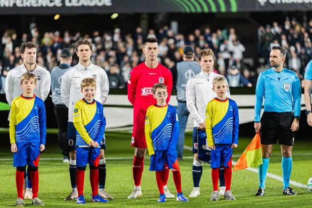 Aarhus GF v Egnatia, UEFA Conference League, Randers, Denmark Randers, Denmark. 22nd, October 2026. The players of Aarhus GF line up for the UEFA Conference League match between Aarhus GF and Egnatia at Randers Stadion in Randers. Denmark, Randers, Cepheus Park Randers  Copyright: xGonzalesxPhoto RasmusxJensenx
