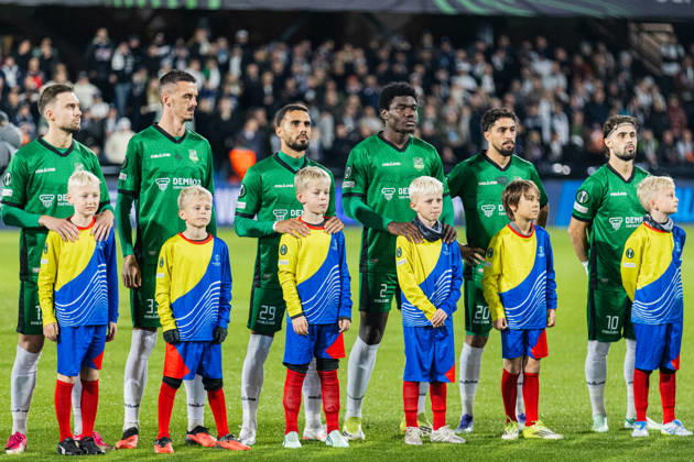 Aarhus GF v Egnatia, UEFA Conference League, Randers, Denmark Randers, Denmark. 22nd, October 2026. The players of Egnatia line up for the UEFA Conference League match between Aarhus GF and Egnatia at Randers Stadion in Randers. Denmark, Randers, Cepheus Park Randers  Copyright: xGonzalesxPhoto RasmusxJensenx