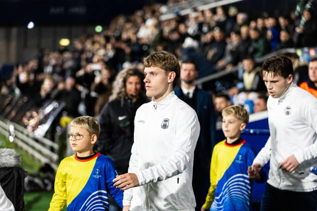 Aarhus GF v Egnatia, UEFA Conference League, Randers, Denmark Randers, Denmark. 22nd, October 2026. Sebastian Jorgensen of Aarhus GF enters the pitch for the UEFA Conference League match between Aarhus GF and Egnatia at Randers Stadion in Randers. Denmark, Randers, Cepheus Park Randers  Copyright: xGonzalesxPhoto RasmusxJensenx