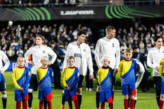 Aarhus GF v Egnatia, UEFA Conference League, Randers, Denmark Randers, Denmark. 22nd, October 2026. The players of Aarhus GF line up for the UEFA Conference League match between Aarhus GF and Egnatia at Randers Stadion in Randers. Denmark, Randers, Cepheus Park Randers  Copyright: xGonzalesxPhoto RasmusxJensenx
