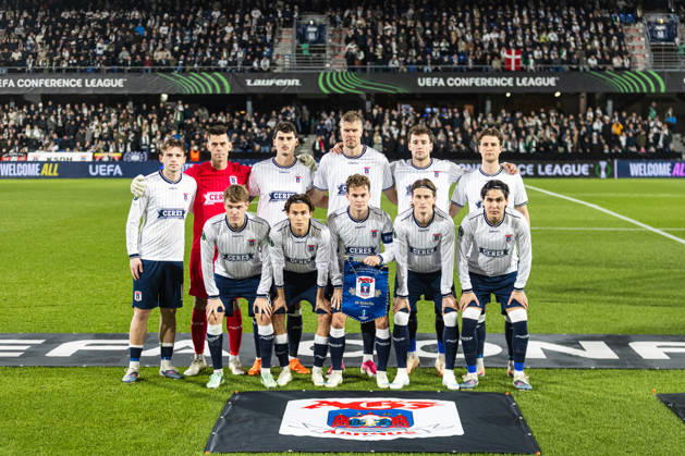 Aarhus GF v Egnatia, UEFA Conference League, Randers, Denmark Randers, Denmark. 22nd, October 2026. The starting-11 of Aarhus GF seen for the UEFA Conference League match between Aarhus GF and Egnatia at Randers Stadion in Randers. Denmark, Randers, Cepheus Park Randers  Copyright: xGonzalesxPhoto RasmusxJensenx