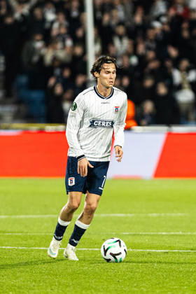 Aarhus GF v Egnatia, UEFA Conference League, Randers, Denmark Randers, Denmark. 22nd, October 2026. Markus Solbakken (7) of Aarhus GF seen during the UEFA Conference League match between Aarhus GF and Egnatia at Randers Stadion in Randers. Denmark, Randers, Cepheus Park Randers  Copyright: xGonzalesxPhoto RasmusxJensenx