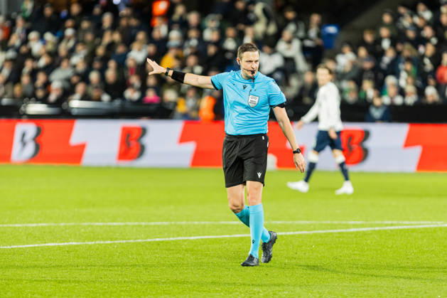 Aarhus GF v Egnatia, UEFA Conference League, Randers, Denmark Randers, Denmark. 22nd, October 2026. Referee Ante Culina seen during the UEFA Conference League match between Aarhus GF and Egnatia at Randers Stadion in Randers. Denmark, Randers, Cepheus Park Randers  Copyright: xGonzalesxPhoto RasmusxJensenx