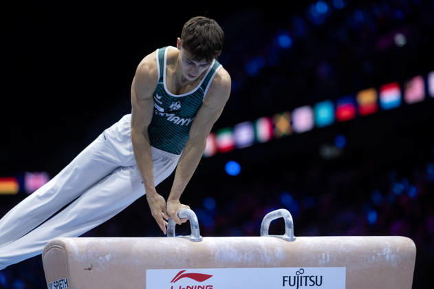 Rotterdam The Netherlands 23rd October 2026 World Championships artistic gymnastics. Pommel Horse Timo Eder (GER) turnen