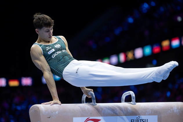 Rotterdam The Netherlands 23rd October 2026 World Championships artistic gymnastics. Pommel Horse Timo Eder (GER) turnen