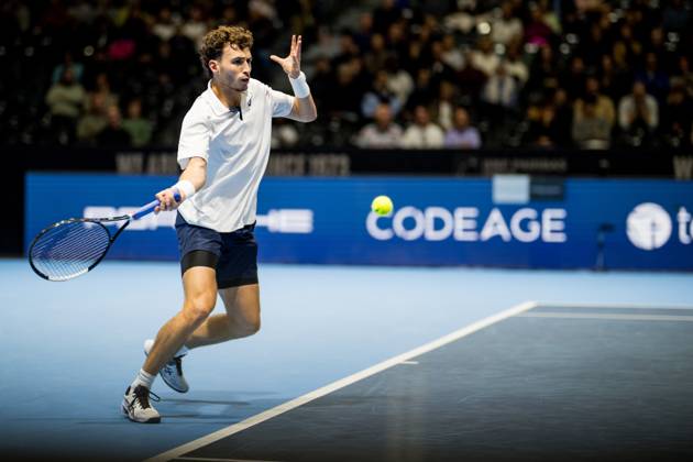 Clement Chidekh of France pictured in action during the European Open ATP, Tennis Herren tennis tournament in Brussels, on Friday 23 October 2026. This year s edition of the tournament is taking place from 17 to 25 October JASPERxJACOBS  x190748212x