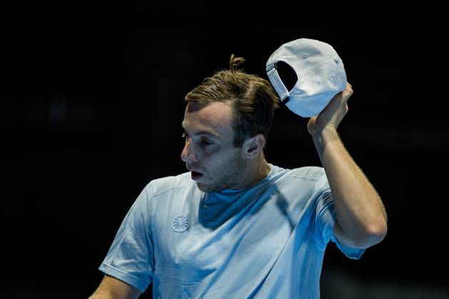 Tallon Griekspoor of the Netherlands pictured in action during the European Open ATP, Tennis Herren tennis tournament in Brussels, on Friday 23 October 2026. This year s edition of the tournament is taking place from 17 to 25 October JASPERxJACOBS  x190758583x