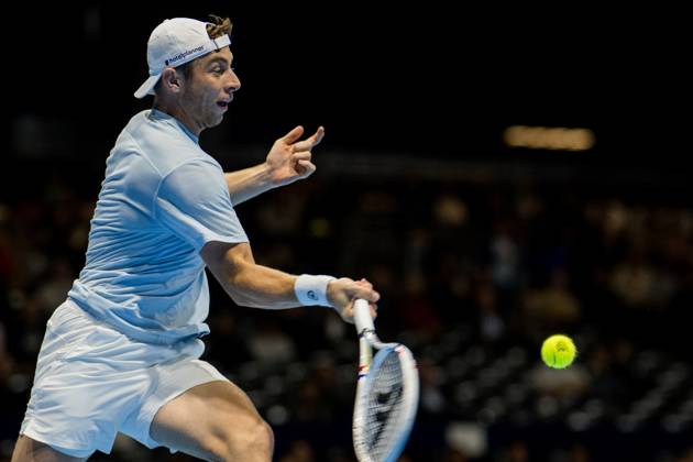 Tallon Griekspoor of the Netherlands pictured in action during the European Open ATP, Tennis Herren tennis tournament in Brussels, on Friday 23 October 2026. This year s edition of the tournament is taking place from 17 to 25 October JASPERxJACOBS  x190758783x