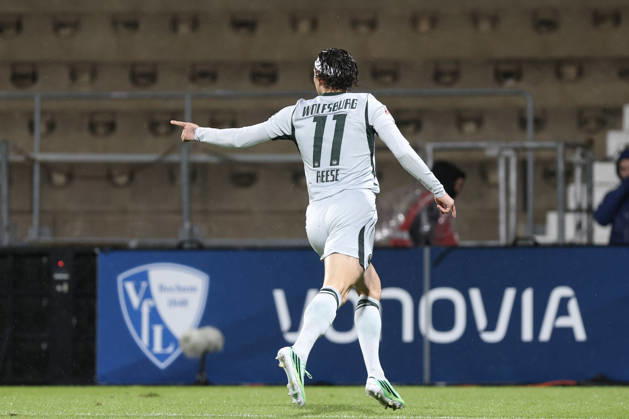 23.10.2026, GER, Fussball, Herren, 2. Bundesliga, Saison 2026 2027,VfL Bochum - VfL Wolfsburg Fabian Reese (Wolfsburg 11) Torjubel, jubelt nach seinem Treffer zum 0:1 Bochum vonovia-Ruhrstadion Nordrhein-Westfalen Deutschland Copyright: xAdrianxSchlüterx