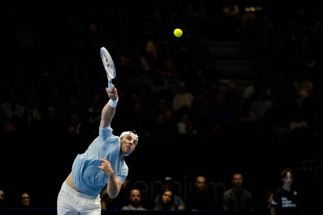 Tallon Griekspoor of the Netherlands pictured in action during the European Open ATP, Tennis Herren tennis tournament in Brussels, on Friday 23 October 2026. This year s edition of the tournament is taking place from 17 to 25 October JASPERxJACOBS  x190769868x