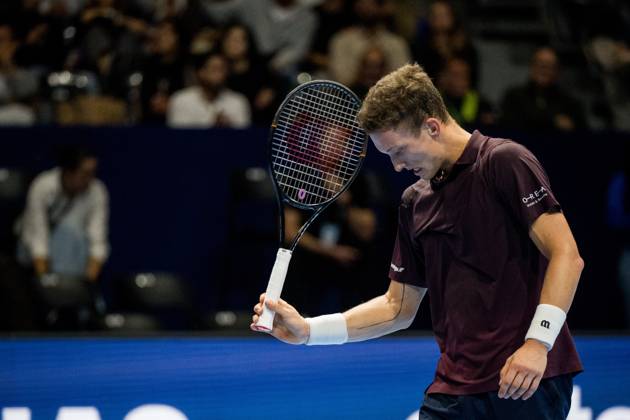 Jiri Lehecka of the Czech Republic pictured in action during the European Open ATP, Tennis Herren tennis tournament in Brussels, on Friday 23 October 2026. This year s edition of the tournament is taking place from 17 to 25 October JASPERxJACOBS  x190770014x