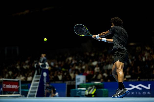 Arthur Fils of France pictured in action during the European Open ATP, Tennis Herren tennis tournament in Brussels, on Friday 23 October 2026. This year s edition of the tournament is taking place from 17 to 25 October JASPERxJACOBS  x190774735x