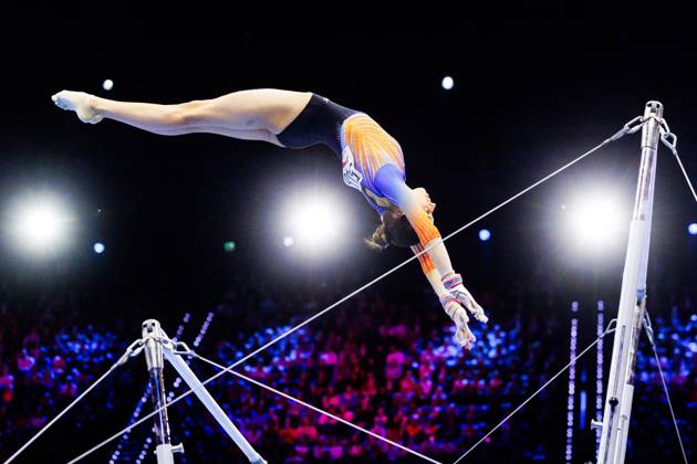 ROTTERDAM - Naomi Visser (NED) during the all-around final at the World Gymnastics Championships in Ahoy Rotterdam. IRIS VAN DEN BROEK ANP xVIxANPxSportx xxANPxIVx 573385026 originalFilename: 573385026.jpg
