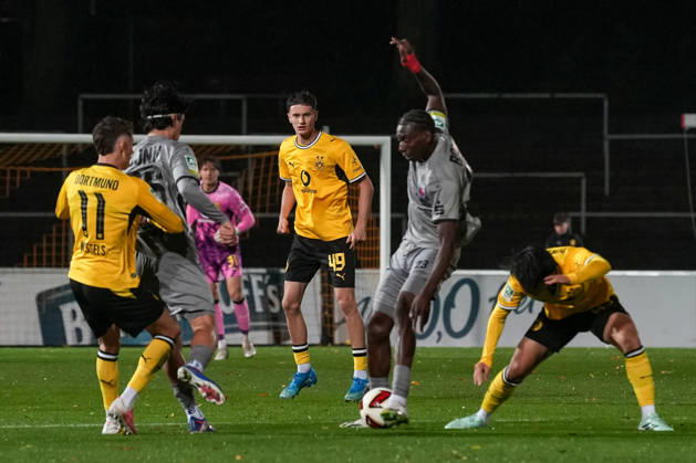 Freitag, 23.10.2026 Saison 2026 2027 14. Spieltag Regionalliga West im Stadion Rote Erde, Dortmund, Germany. BV Borussia Dortmund U23 - Bonner SC. Luca Reggiani (BVB)