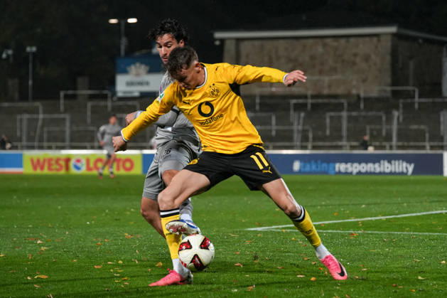 Freitag, 23.10.2026 Saison 2026 2027 14. Spieltag Regionalliga West im Stadion Rote Erde, Dortmund, Germany. BV Borussia Dortmund U23 - Bonner SC. Arne Wessels (BVB)