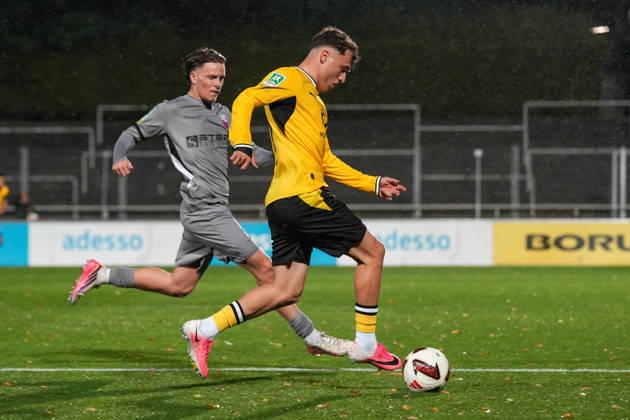 Freitag, 23.10.2026 Saison 2026 2027 14. Spieltag Regionalliga West im Stadion Rote Erde, Dortmund, Germany. BV Borussia Dortmund U23 - Bonner SC. Malik Hodroj (BVB)