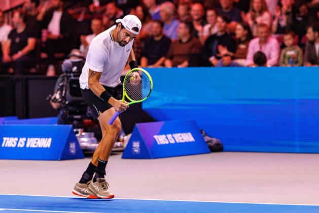 VIENNA, AUSTRIA - 23 OCTOBER 2026: Image shows the celebration of Matteo Berrettini (ITA) during Red Bull BassLine at Wiener Stadthalle on 23 10 2026 in Vienna, Austria. Austria Copyright: xFröhlichxPascalx