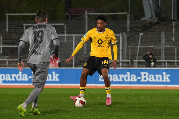 Freitag, 23.10.2026 Saison 2026 2027 14. Spieltag Regionalliga West im Stadion Rote Erde, Dortmund, Germany. BV Borussia Dortmund U23 - Bonner SC. Enzo de Pina Duarte dos Santos (BVB)