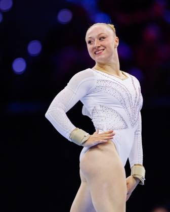 ROTTERDAM - Lisa Vaelen (BEL) during the all-around final at the World Gymnastics Championships in Ahoy Rotterdam. IRIS VAN DEN BROEK ANP xVIxANPxSportx xxANPxIVx 573387209 originalFilename: 573387209.jpg