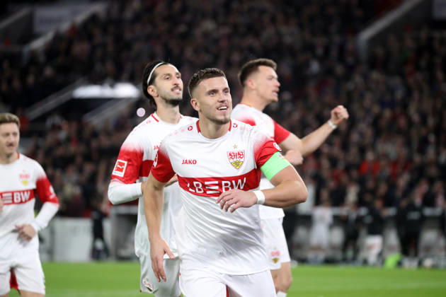 23.10.26 VfB Stuttgart - Borussia Mönchengladbach Deutschland, Stuttgart, 23.10.2026, Fussball, Bundesliga, Saison 2026 2027, VfB Stuttgart - Borussia Mönchengladbach: Ermedin Demirovic (VfB Stuttgart); Jubel Tor 1:0 Demirovic.