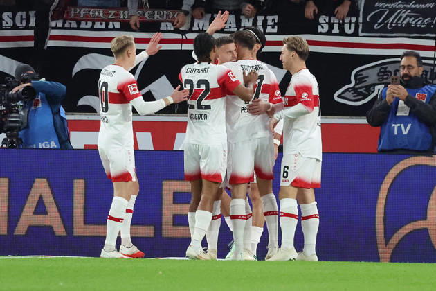 23.10.2026, xrekx, Fussball 1.Bundesliga, VfB Stuttgart - Borussia Mönchengladbach v.l. Ermedin Demirovic (VfB Stuttgart) jubelt nach seinem Tor zum 1:0 (DFL DFB REGULATIONS PROHIBIT ANY USE OF PHOTOGRAPHS as IMAGE SEQUENCES and or QUASI-VIDEO) Stuttgart
