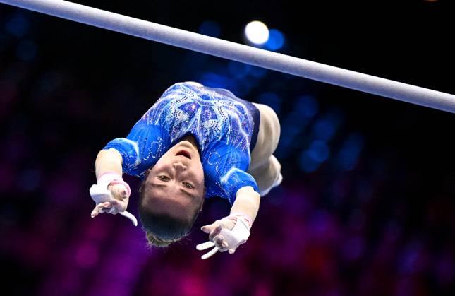 Netherlands Artistic Gymnastics World Championships 9271387 23.10.2026 Alena Glotova of Team World Gymnastics Neutral Athletes 2 competes on the uneven bars during the women s individual all-around final at the 2026 World Artistic Gymnastics Championships in Rotterdam, the Netherlands. Alexey Filippov Sputnik Rotterdam Netherlands  Copyright: xAlexeyxFilippovx