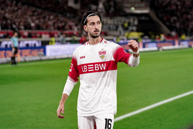 Deutschland: Fussball Saison 2026 2027 , 1. Bundesliga , 7. Spieltag , VfB Stuttgart vs. Borussia Mönchengladbach - MHP-Arena (Stuttgart) : Atakan Karazor (VfB Stuttgart, 16) Tor und Torjubel zum 1:0, Tor, Torjubel, Jubel, Freude, Emotionen Stuttgart MHP-Arena Deutschland Germany Copyright: xBennetxLongx