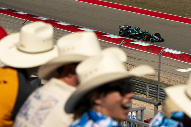 Spanish Formula One driver Fernando Alonso of Aston Martin in action during the first free practice session of the Formula One United States Grand Prix at the Circuit of the Americas in Austin, Texas on Friday, October 23, 2026.  AUS2026102331 GREGxNASH