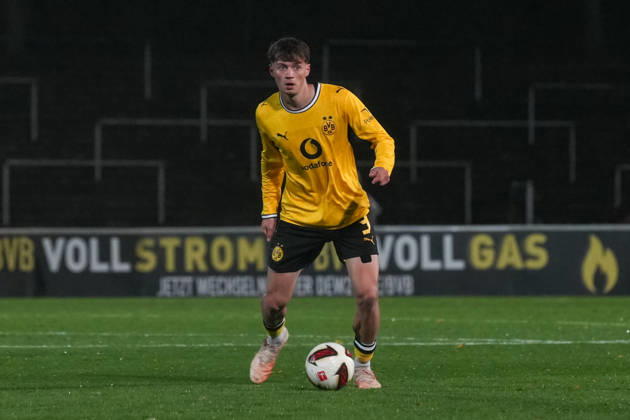 Freitag, 23.10.2026 Saison 2026 2027 14. Spieltag Regionalliga West im Stadion Rote Erde, Dortmund, Germany. BV Borussia Dortmund U23 - Bonner SC. Finn Fuchs (BVB)