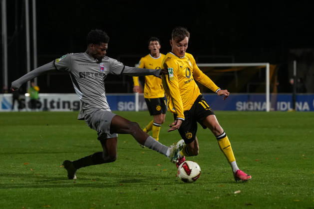 Freitag, 23.10.2026 Saison 2026 2027 14. Spieltag Regionalliga West im Stadion Rote Erde, Dortmund, Germany. BV Borussia Dortmund U23 - Bonner SC. Arne Wessels (BVB)