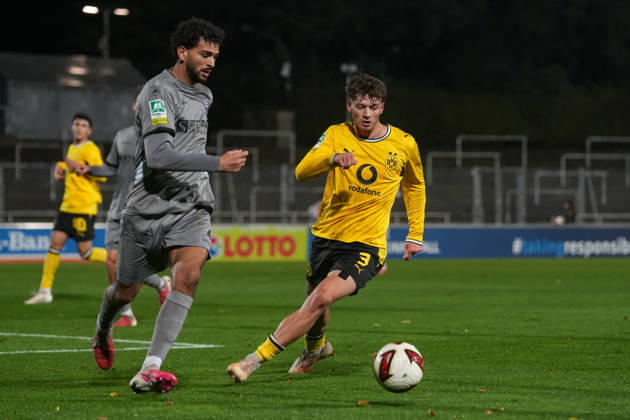 Freitag, 23.10.2026 Saison 2026 2027 14. Spieltag Regionalliga West im Stadion Rote Erde, Dortmund, Germany. BV Borussia Dortmund U23 - Bonner SC. Finn Fuchs (BVB)